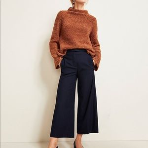 Ann Taylor Navy Belted Marina Wide Leg Trousers